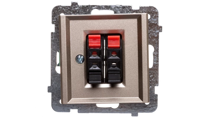 SONATA Gniazdo głośnikowe podwójne szampański złoty GG-2R/m/39