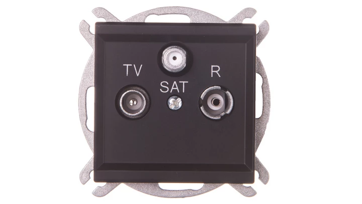 SONATA Gniazdo antenowe RTV-SAT przelotowe czarny metalik GPA-RSP/m/33