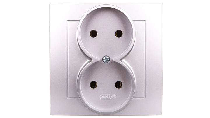 AS Gniazdo podwójne b/u srebro GP-2G/18