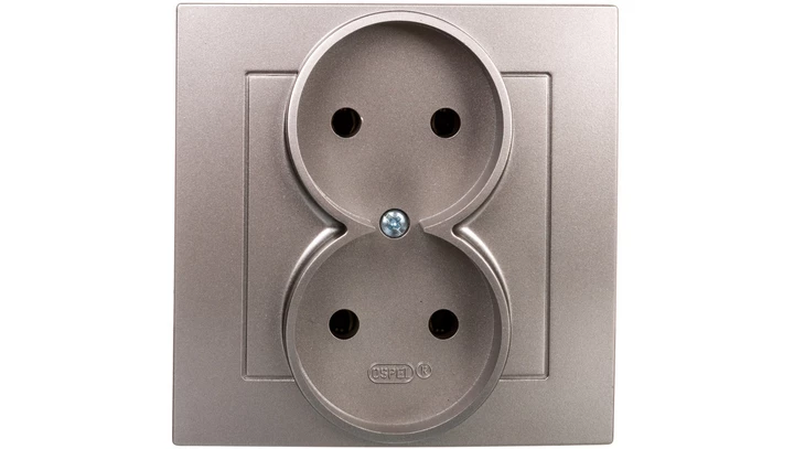 AS Gniazdo podwójne b/u satyna light GP-2G/45