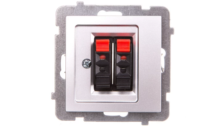 AS Gniazdo głośnikowe podwójne srebro GG-2G/m/18