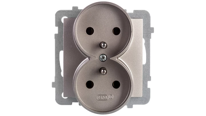 AS Gniazdo podwójne z/u satyna light GP-2GRZ/m/45