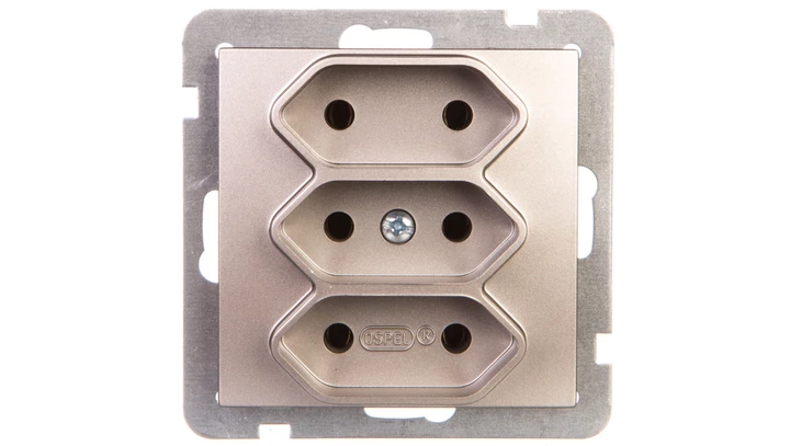 AS Gniazdo potrójne b/u 2,5A EURO satyna light GP-3G/m/45