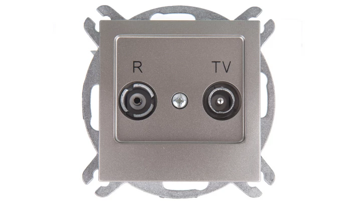 AS Gniazdo antenowe RTV przelotowe 10dB satyna light GPA-10GP/m/45