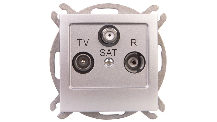 AS Gniazdo antenowe RTV-SAT przelotowe srebro GPA-GSP/m/18