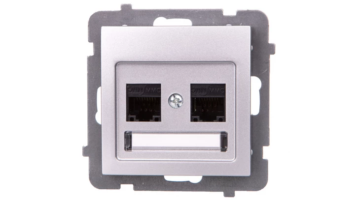 AS Gniazdo komputerowe podwójne RJ45 kat.5e MMC srebro GPK-2G/K/m/18