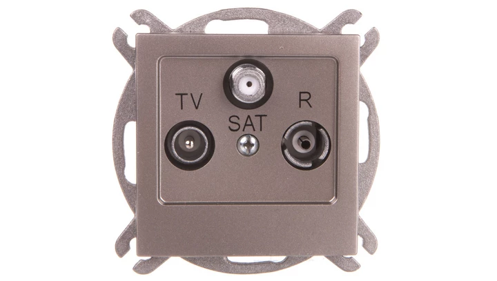 AS Gniazdo antenowe RTV-SAT przelotowe satyna light GPA-GSP/m/45