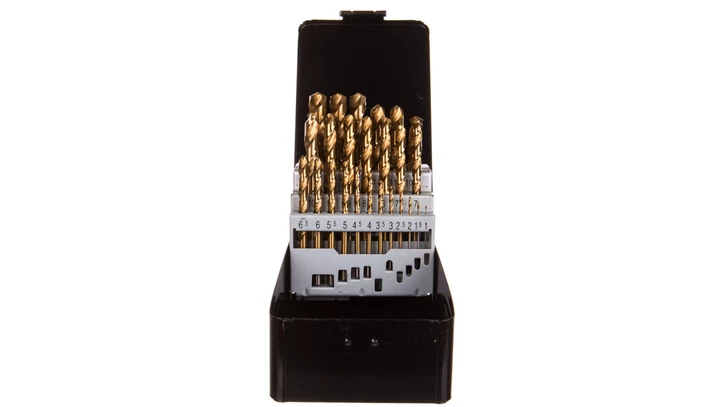 Zestaw wierteł do metalu HSS-TiN 1.0-13 mm głęboko szlifowane stal 9341 DIN338 25 elementów 57H200