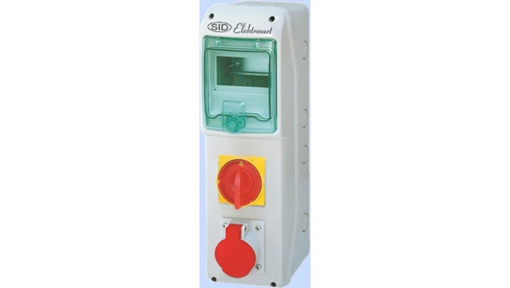 Rozdzielnica RSS-01 z rozłącznikiem 0-1 25A okienko 5 modułów okablowana 1x16A 3P+N+Z 400V IP44 942016