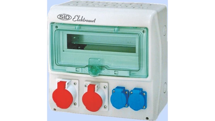 Rozdzielnica RSS-03 okienko 12 modułów okablowana 2x32A 3P+N+Z 400V, 2x16A 2P+Z 250V IP44 942032