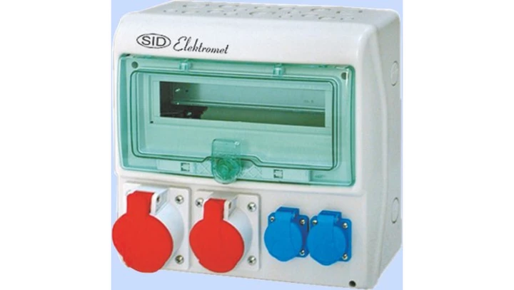 Rozdzielnica RSS-03 okienko 12 modułów okablowana 1x63A 3P+N+Z 400V, 1x32A 3P+N+Z 400V, 2x16A 2P+Z 250V IP44 942033