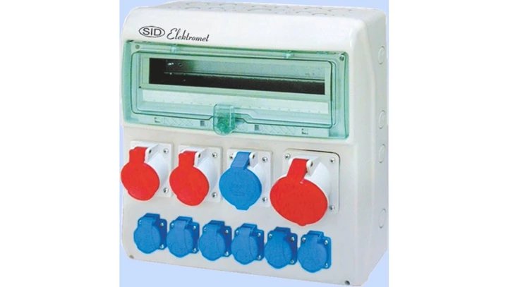 Rozdzielnica RSS-05 18 mod 1x63A 3P+N+Z 400V, 1x32A 3P+N+Z 400V 1x16A 3P+N+Z 400V, 1x32A 2P+Z 250V, 6x16A 2P+Z 250V IP44 942053