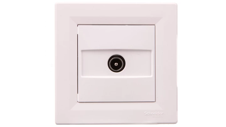 Gniazdo antenowe Asfora TV przelotowe (4db) białe z ramką EPH3200221