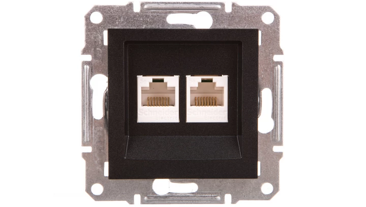 ASFORA Gniazdo komputerowe 2x kat.5e UTP bez ramki antracyt EPH4400171