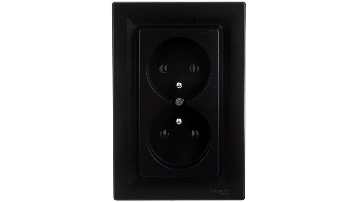 Gniazdo 2x2P+PE Asfora antracyt z ramką EPH9800271
