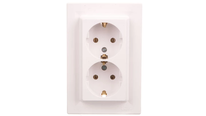 Gniazdo podwójne Asfora SCHUKO białe z ramką EPH9900121