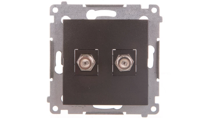 Simon 54 Gniazdo antenowe podwójne typu F antracyt DASF2.01/48