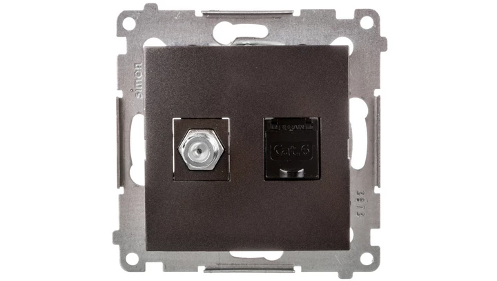 Simon 54 Gniazdo antenowe i komputerowe typu F i RJ45 kat.6 antracyt DASFRJ45.01/48
