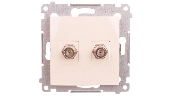 Simon 54 Gniazdo antenowe podwójne typu F kremowe DASF2.01/41