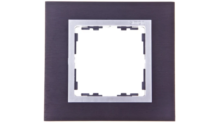 Simon 82 Ramka pojedyncza metalowa inox czarny/ ramka pośrednia aluminium 82917-38