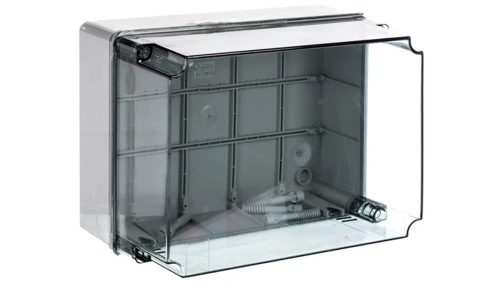 Puszka natynkowa wysoka z przeźroczystą pokrywą seria 440 IP56 300x220x180 szara EC440C8