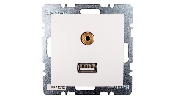Berker/B.Kwadrat Gniazdo USB 3,5mm Audio śnieżnobiałe 3315398989