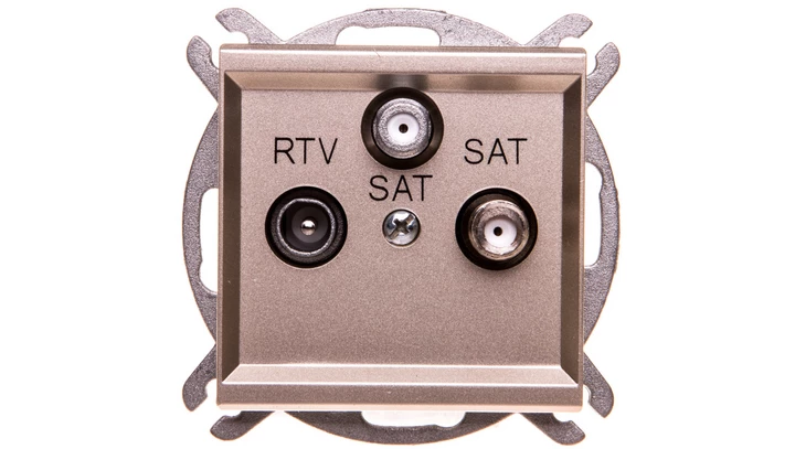 SONATA Gniazdo antenowe RTV-SAT-SAT szampański złoty GPA-R2S/m/39
