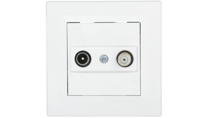 Gniazdo antenowe Asfora TV-SAT końcowe 1dB białe z ramką EPH3400121