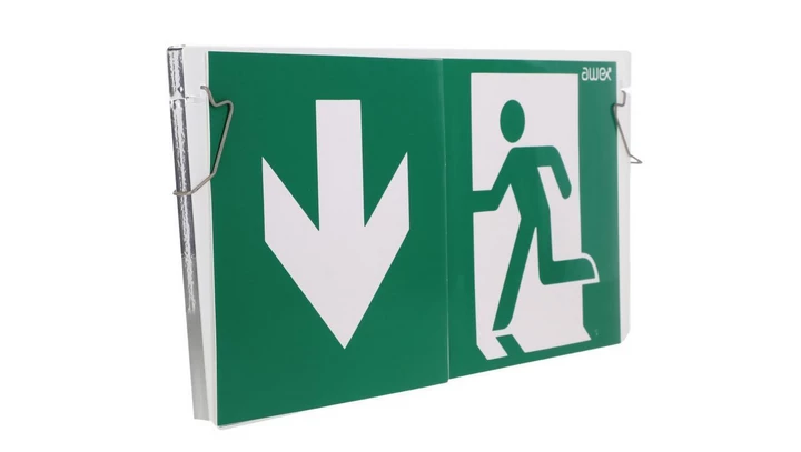 Plexa EXIT M + sprzężyny mocujące +piktogram, ETE/PLX/PU31/41