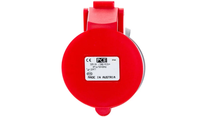 Gniazdo przenośne 32A 4P 400V czerwone IP44 TURBO SHARK 224-6TT