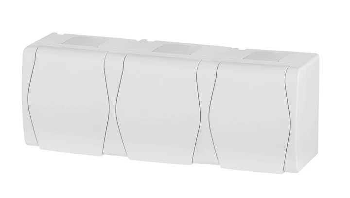 Hermes2 Gniazdo hermetyczne potrójne z/u 16A IP44 białe 1023-00