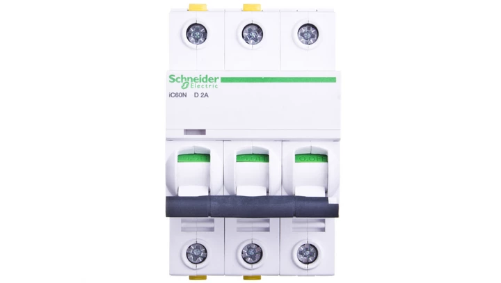 Wyłącznik nadprądowy 3P D 2A 6kA AC iC60N-D2-3 A9F05302