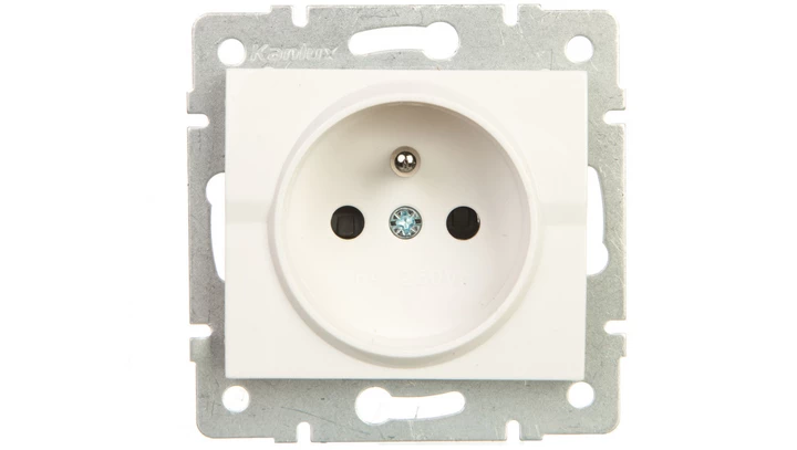 LOGI Gniazdo pojedyncze 2P+Z z przesłoną styków śrubowe 16A 250V Biały 25089