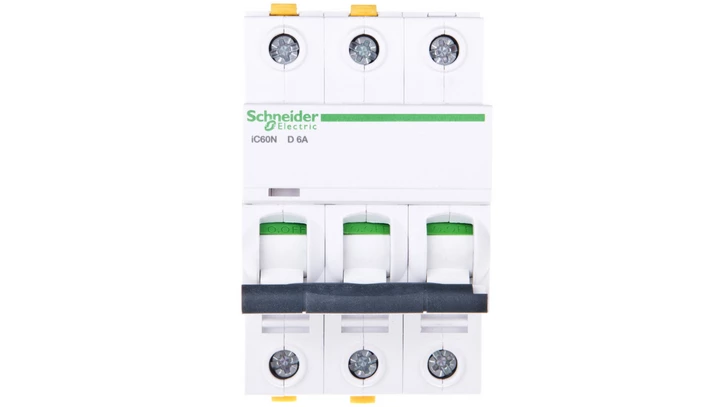 Wyłącznik nadprądowy 3P D 6A 6kA AC iC60N-D6-3 A9F05306
