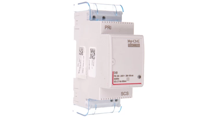 MyHome Zasilacz kompaktowy 230V AC/ 27V DC 0,6A, montaż na szynie TH35 E49