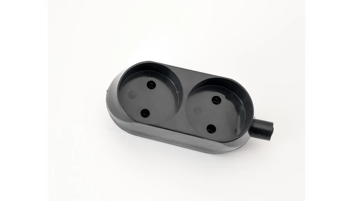 Gniazdo przenośne dwukrotne 16A 2P 250V czarne GN-260