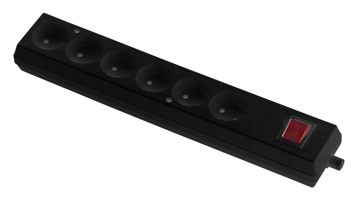 Gniazdo przenośne sześciokrotne 16A 2P 250V z wyłącznikiem czarne GN-660WS