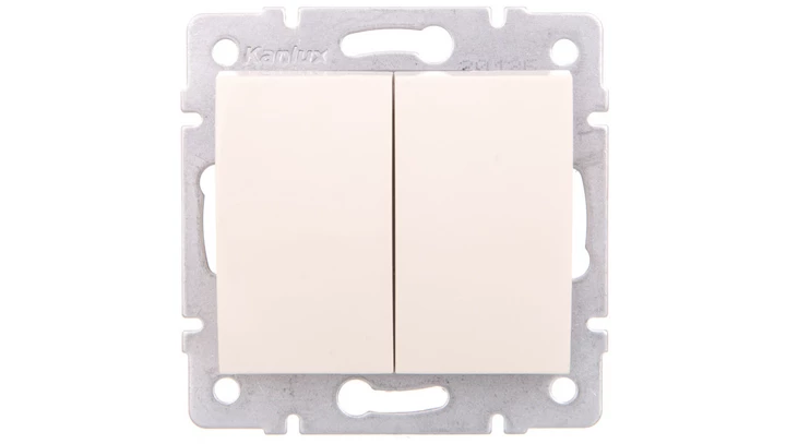 LOGI Łącznik dwugrupowy świecznikowy śrubowy 10AX 250V kremowy 021010103 25126