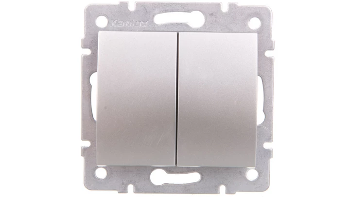 LOGI Łącznik dwugrupowy świecznikowy śrubowy 10AX 250V srebrny 021010143 25185