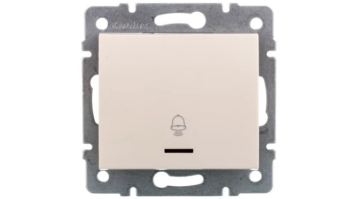 LOGI Łącznik zwierny dzwonek z LED śrubowy 10AX 250V kremowy 021080103 25135