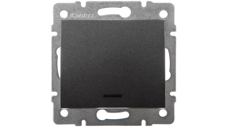 LOGI Łącznik jednobiegunowy z LED śrubowy 10AX 250V grafit 021110141 25256