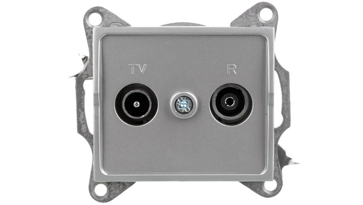 LOGI Gniazdo antenowe RTV przelotowe Srebrny 25218