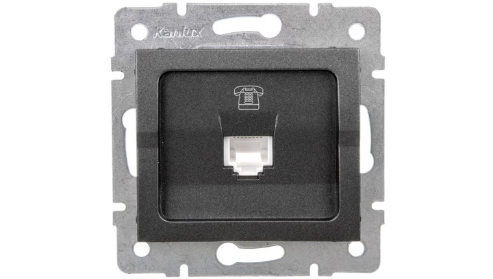 LOGI Gniazdo telefoniczne 1xRJ11 Grafit 25283