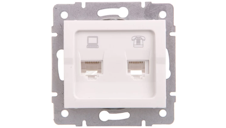 LOGI Gniazdo teleinformatyczne (RJ45 Cat 5e+RJ11) Biały 25112