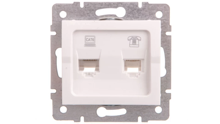 LOGI Gniazdo teleinformatyczne (RJ45 Cat 6+RJ11) Biały 25113