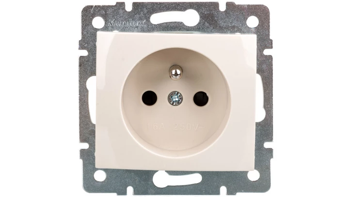 DOMO Gniazdo pojedyncze ochrona styków śrubowe 16A 250V kremowy 011250103 24794