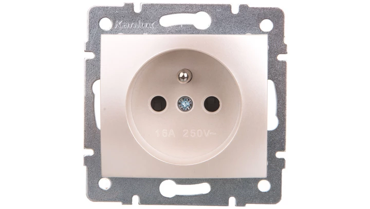 DOMO Gniazdo pojedyncze ochrona styków śrubowe 16A 250V perłowy biały 011250130 24971