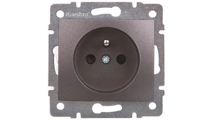 DOMO Gniazdo pojedyncze ochrona styków śrubowe 16A 250V grafit 011250141 24912
