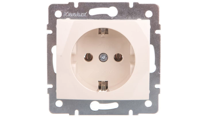 DOMO Gniazdo pojedyncze Schuko śrubowe 16A 250V kremowy 011220103 24790