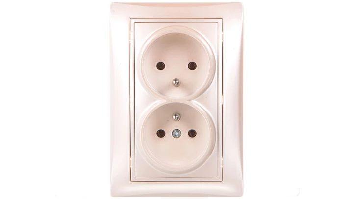 DOMO Gniazdo podwójne kompletne śrubowe 16A 250V perłowy biały 011261130 24975